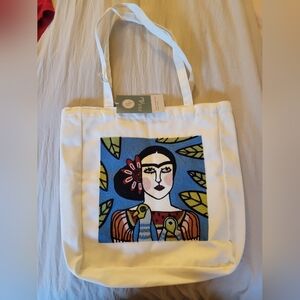 Large Artistic White Tote Bag